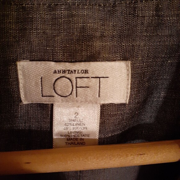 Ann Taylor Loft linen classic gray Blazer jacket 2 xs quiet luxury dark academia - Picture 4 of 9